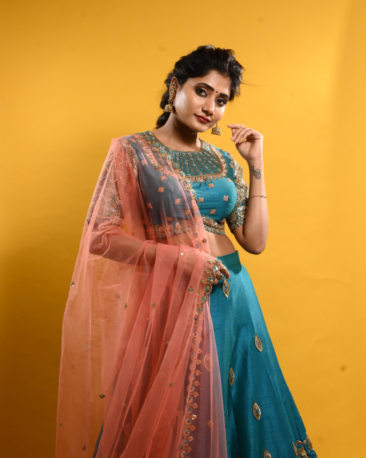 Hand embroidered bridal lehenga set